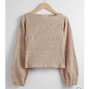 Smocked Blouse Size M Biege & Other Stories